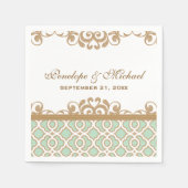 Mint Groen Goud Marokkaanse bruiloft Servet (Voorkant)