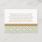 Mint Groen Goud Marokkaanse Receptie Enclosure Kaa Informatiekaartje (Achterkant)