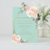 Mint Groen Goud Perzik Bloemen Bruiloft Accommodat Informatiekaartje (Staand voorkant)