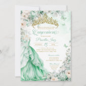 Mint Groen Goud Vlinder Prinses Quinceañera Kaart (Voorkant)