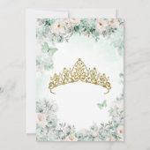 Mint Groen Goud Vlinder Prinses Quinceañera Kaart (Achterkant)
