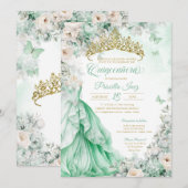 Mint Groen Goud Vlinder Prinses Quinceañera Kaart (Voorkant / Achterkant)