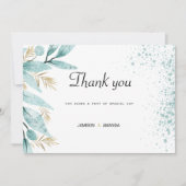 Mint groen goud waterverf gebladerte Dank u Kaart (Voorkant)