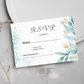 Mint groen goud waterverf gebladerte RSVP Kaart