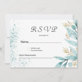 Mint groen goud waterverf gebladerte RSVP Kaart (Voorkant)