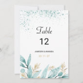 Mint groen goud waterverf gebladerte Tabel Nummers Kaart (Voorkant)