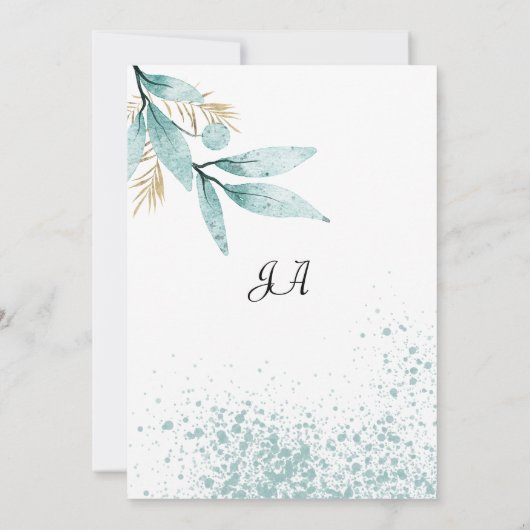 Mint groen goud waterverf gebladerte Tabel Nummers Kaart (Achterkant)