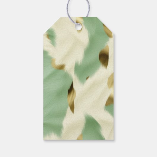 Mint Groen Goud Wit Koeienhuid Cadeaulabel (Achterkant)