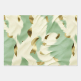 Mint Groen Goud Wit Koeienhuid Inpakpapier Vel