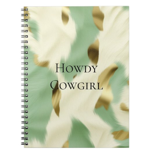 Mint Groen Goud Wit Koeienhuid Notitieboek (Voorkant)
