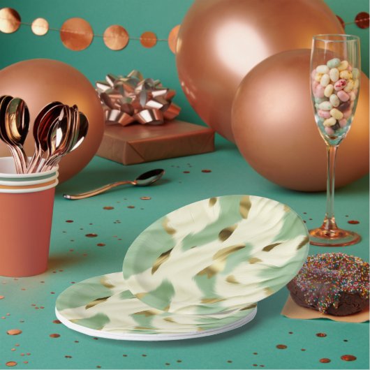 Mint Groen Goud Wit Koeienhuid Papieren Bordje (Multi)