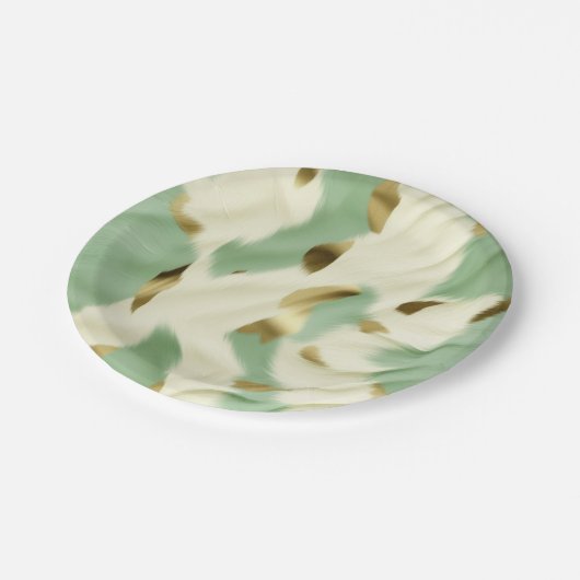 Mint Groen Goud Wit Koeienhuid Papieren Bordje (Gekanteld)
