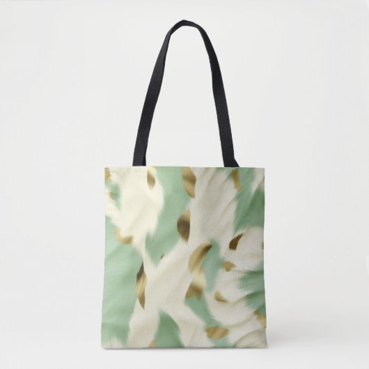 Mint Groen Goud Wit Koeienhuid Tote Bag (Voorkant)