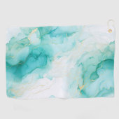 Mint Groen Goud Wit Marmer Golfhanddoek (Horizontaal)