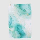 Mint Groen Goud Wit Marmer Golfhanddoek (Voorkant)
