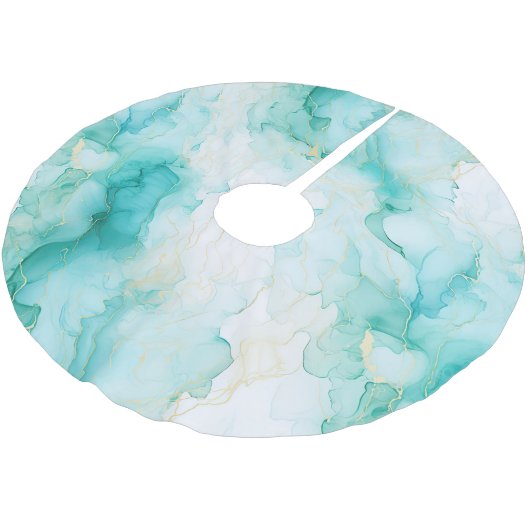 Mint Groen Goud Wit Marmer Kerstboom Rok (Gekanteld)