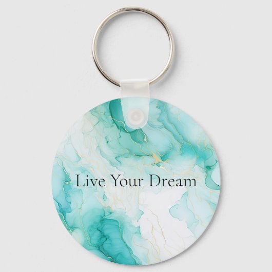 Mint Groen Goud Wit Marmer Sleutelhanger (Voorkant)