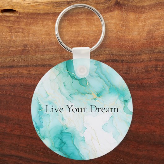 Mint Groen Goud Wit Marmer Sleutelhanger (Voorkant)