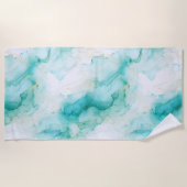 Mint Groen Goud Wit Marmer Strandlaken (Voorkant)