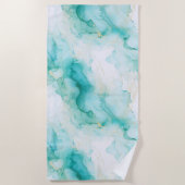 Mint Groen Goud Wit Marmer Strandlaken (Voorkant)