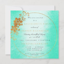 Mint Groen Gouden Bloemen Glam Bachelorette Party Kaart