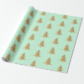  Mint Groen Gouden Kerstboom Cadeaupapier (Uitgerold)
