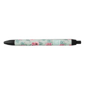 Mint Groen | Grafische Waterverf Floral Monogram Zwarte Inkt Pen (Voorkant)