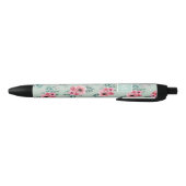 Mint Groen | Grafische Waterverf Floral Monogram Zwarte Inkt Pen (Bodem)