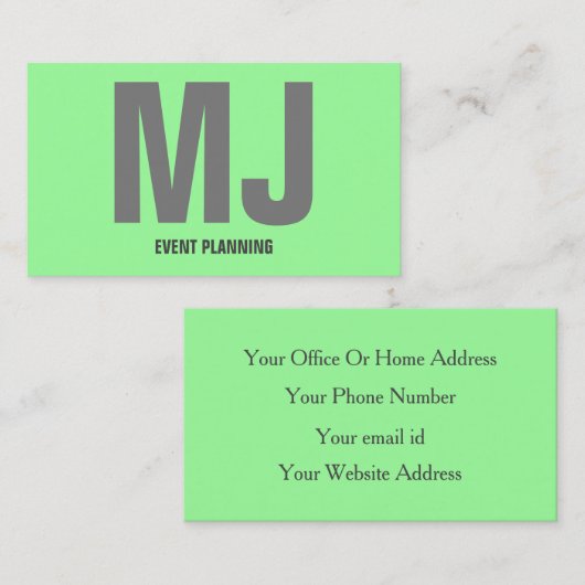 Mint Groen Grijs Modern Bold Helder Kleurrijk Tren Visitekaartje (Voorkant / Achterkant)