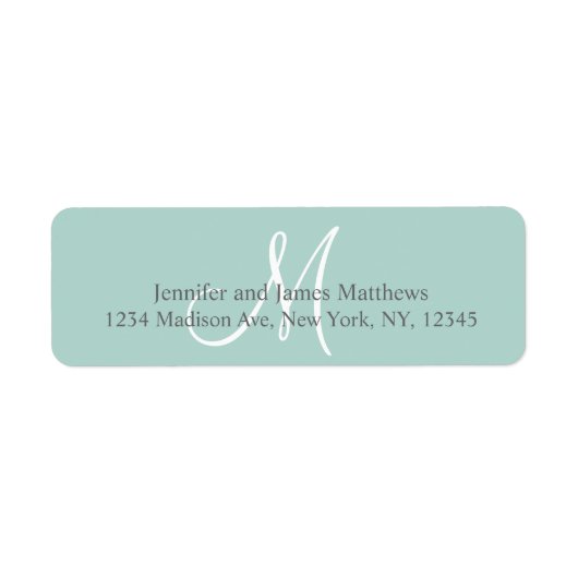 Mint Groen, Grijs Monogram voor Bruiloften Etiket (Voorkant)