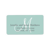 Mint Groen, Grijs Monogram voor Bruiloften Etiket (Voorkant)