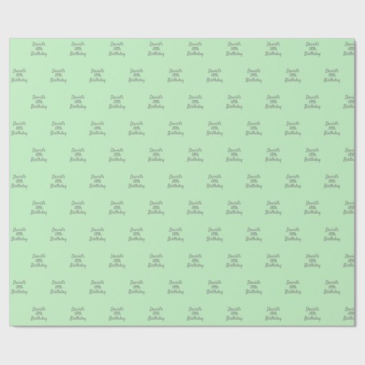 Mint groen grijs naamscript cadeaupapier (Vlak)