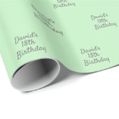 Mint groen grijs naamscript cadeaupapier (Rol Hoek)