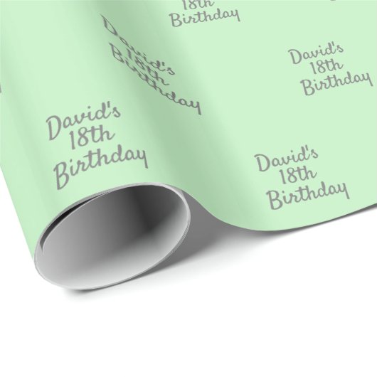 Mint groen grijs naamscript cadeaupapier (Rol Hoek)