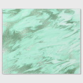 Mint Groen Grijs Zilver Wit Marmer Glanzend Glam Cadeaupapier (Vlak)