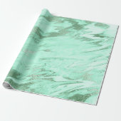 Mint Groen Grijs Zilver Wit Marmer Glanzend Glam Cadeaupapier (Uitgerold)