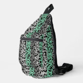 Mint groen, grijs, zwart digitale pixelstrepen sling bag (Rechterhoek)