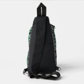 Mint groen, grijs, zwart digitale pixelstrepen sling bag (Achterkant)