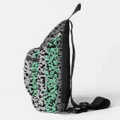 Mint groen, grijs, zwart digitale pixelstrepen sling bag (Rechts)
