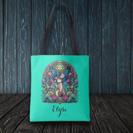 Mint groen grillig Glas in lood paashaas Tote Bag
