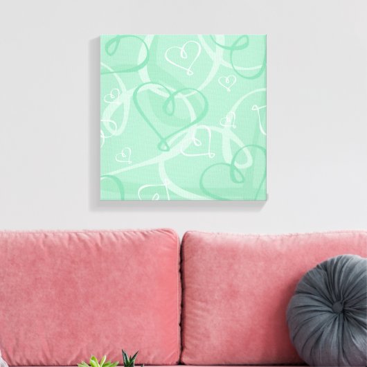 Mint groen hartritme canvas afdruk (Insitu (Woonkamer))