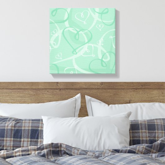 Mint groen hartritme canvas afdruk (Insitu (Slaapkamer))