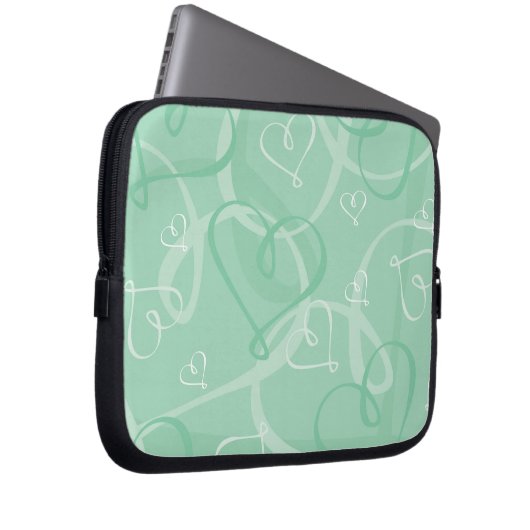 Mint groen hartritme laptop sleeve (Voorkant Rechts)