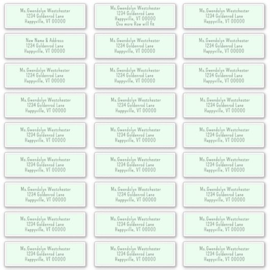 Mint Groen Individuele Mailing Adresetiketten Sticker (Voorkant)