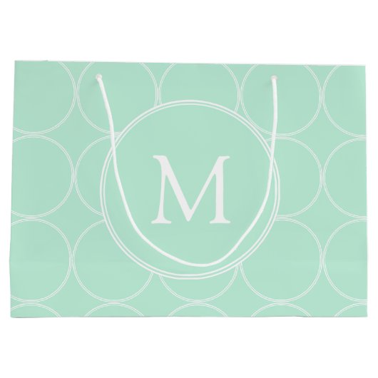 Mint Groen Kleur Monogram Trendy Elegant Modern Groot Cadeauzakje (Achterkant)