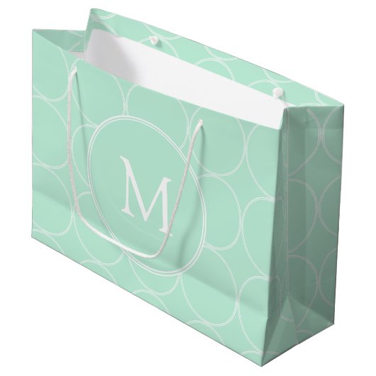 Mint Groen Kleur Monogram Trendy Elegant Modern Groot Cadeauzakje (Voorkant Gekanteld)