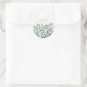 Mint Groen & Lavendel Bloemen Witte kant Trouwen Ronde Sticker (Tas)