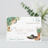 Mint Groen Licht Sage Charro Westerne Quinceanera RSVP Kaartje (Staand voorkant)