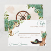 Mint Groen Licht Sage Charro Westerne Quinceanera RSVP Kaartje (Voorkant / Achterkant)
