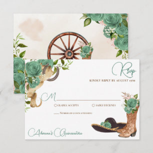 Mint Groen Licht Sage Charro Westerne Quinceanera RSVP Kaartje